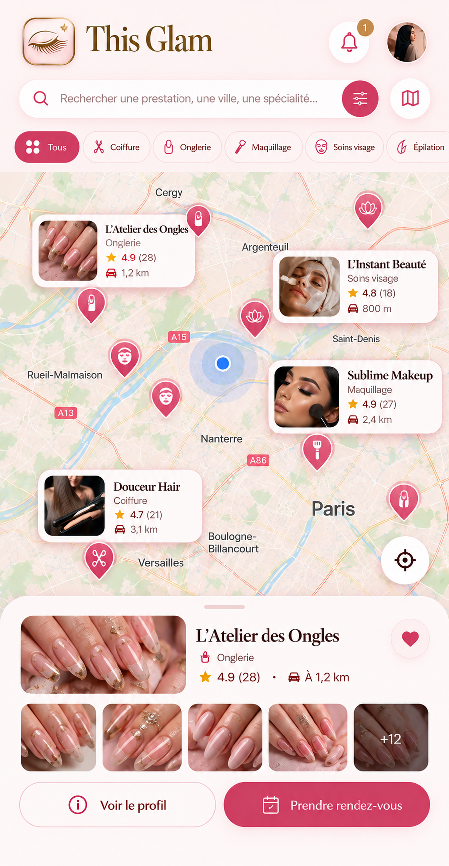 Carte des prestataires beauté à proximité