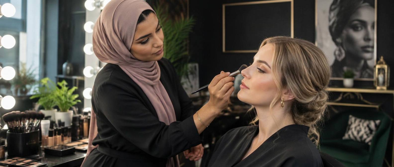 Maquilleuse réalisant un maquillage